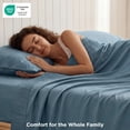 thumbnail image 3 of U by Bedsure Queen Sheets Set, 4 Pieces Deep Pockets Cooling Soft Polyester Microfiber Bed Sheets Set, Dusty Blue, 3 of 11