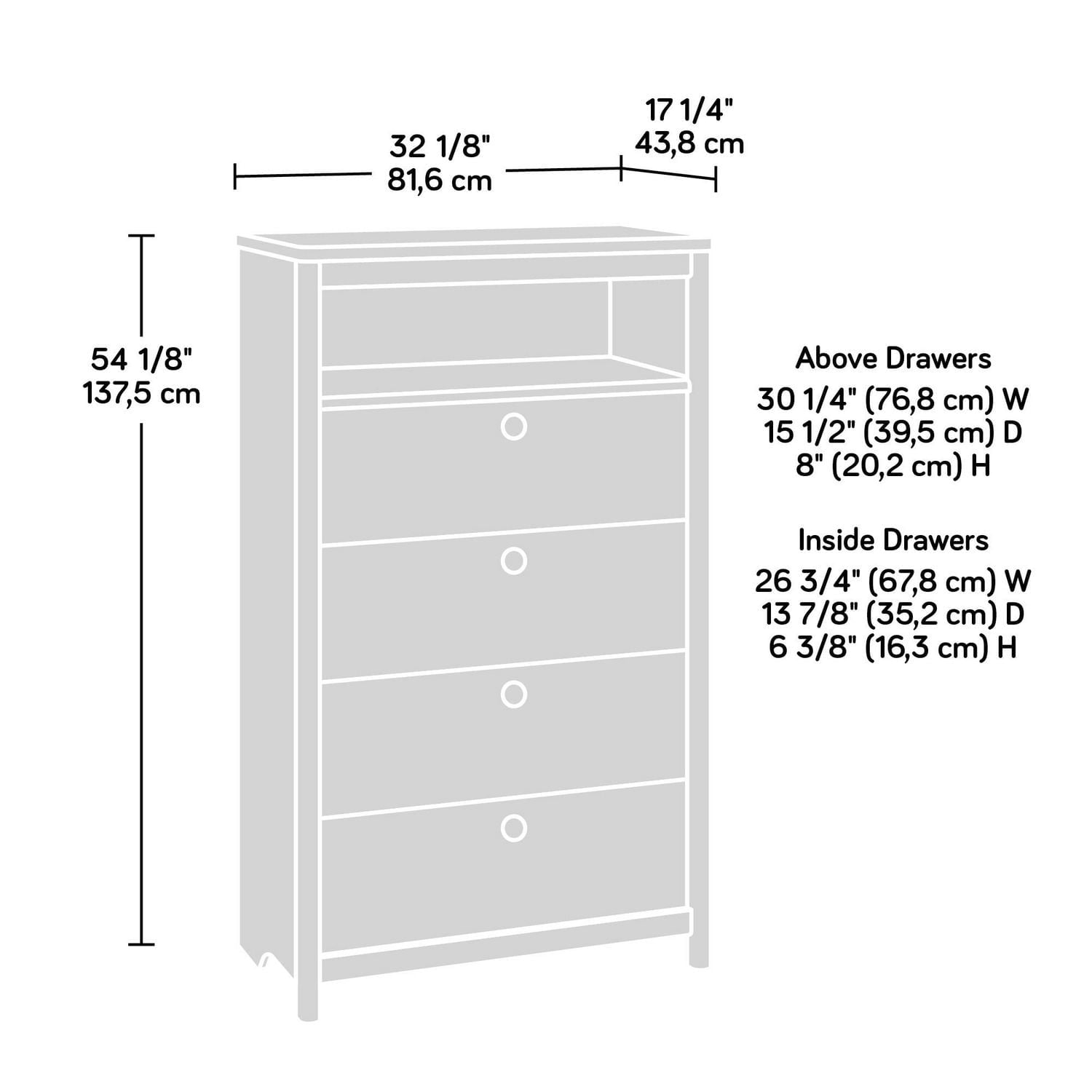 Sauder La Collection Dover Edge® Commode 4 Tiroirs
