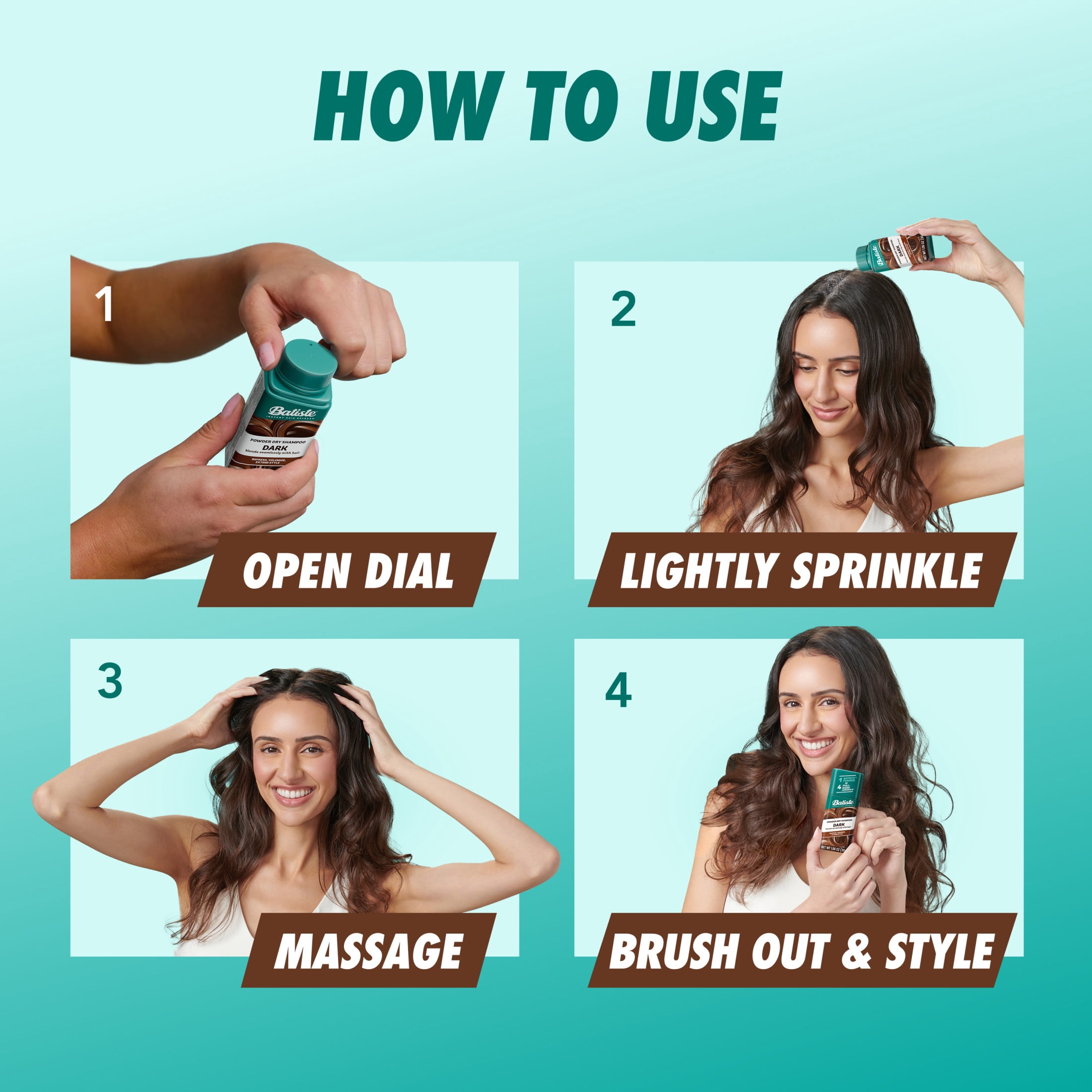 Batiste Powder Dry Shampoo, Oil-Absorbing, Non-Aerosol, Blends Seamlessly for Dark Hair, Instant Hair Refresh, TSA Compliant (1.06 oz)