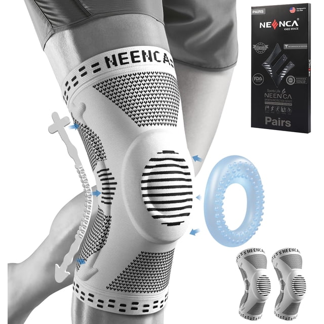 Paquete de 2 rodilleras NEENCA para el dolor de rodilla, mangas de compresión