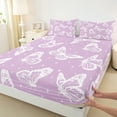 thumbnail image 3 of Manfei Purple White Butterfly Twin Sheet Sets 3pcs for Girls, Animal Theme Twin Fitted Sheet, Cartoon Wildlife Flat Sheet, Super Cozy Room Decor, 3 of 6