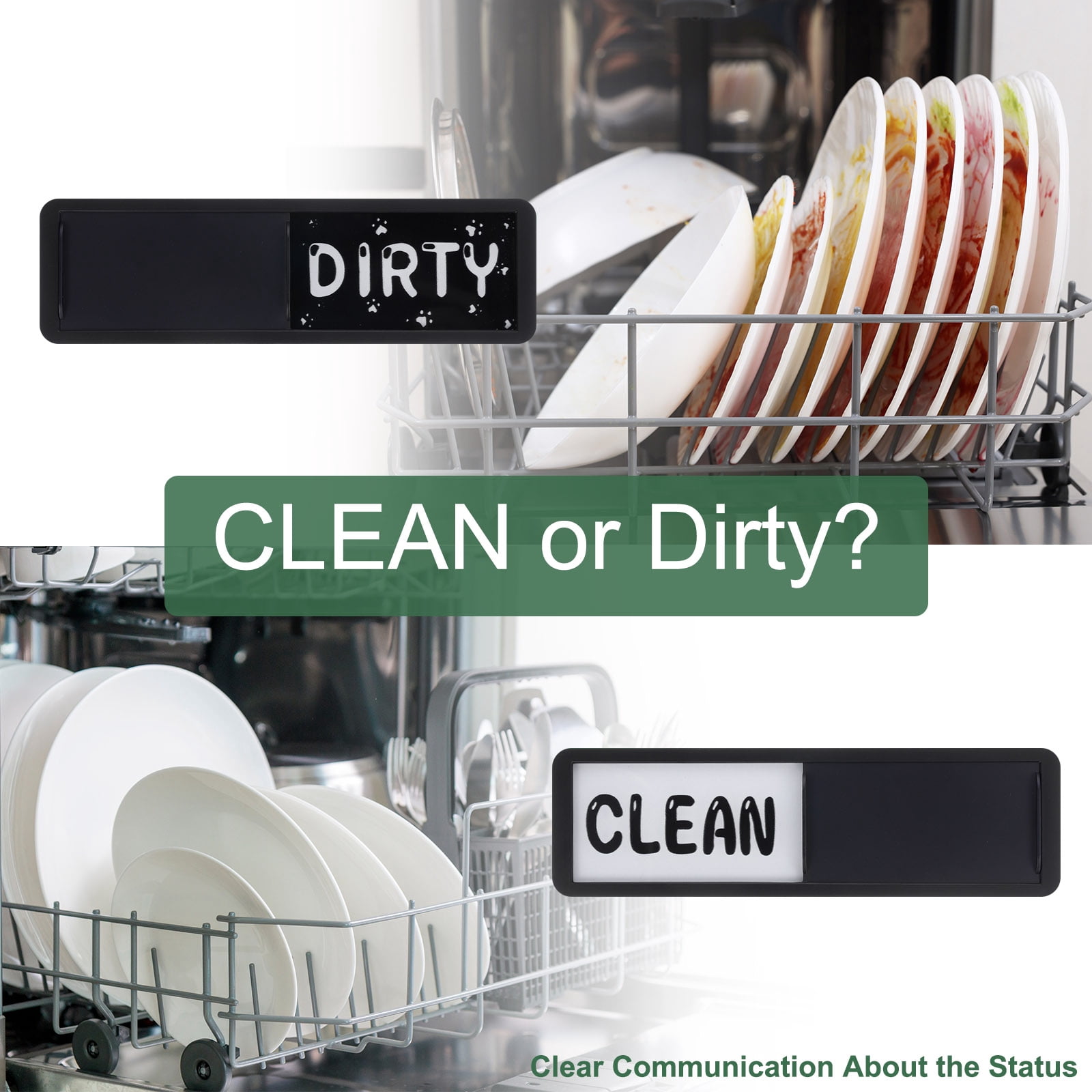 Unique Bargains Dishwasher Magnet Clean Dirty Sign Cat Claw Sign Black