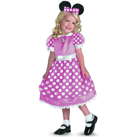 Pink Minnie Mouse Child Costume - 4-6X, Licensed Disney item\nPink dress with character cameo\nMatching headband with mouse ears and bow By Spook Shop Ship from