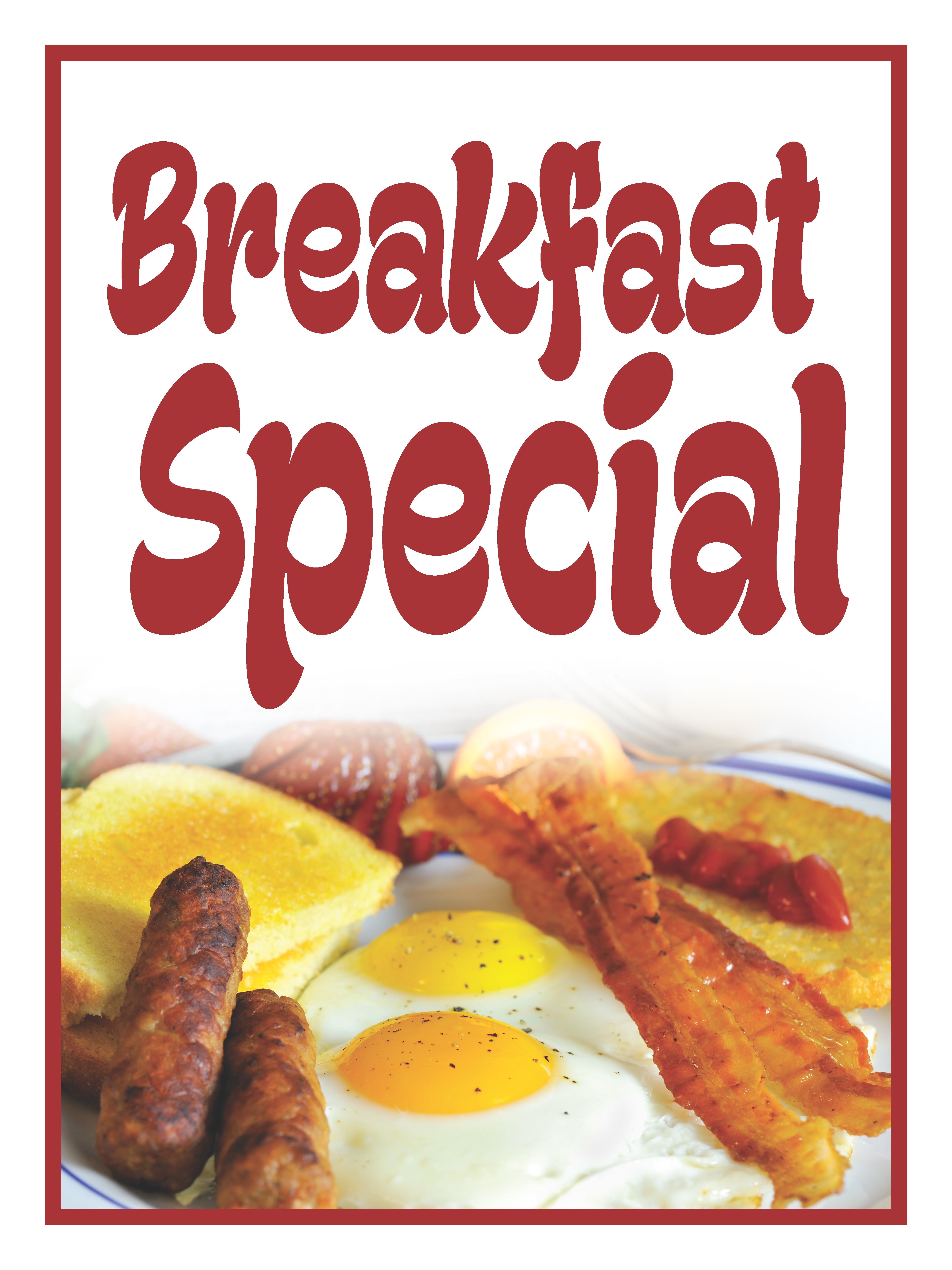 “Breakfast Special” Store Display Paper Signs; 18"w x 24"h - 6 Pack