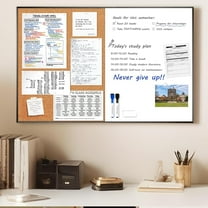 Cork Board White Board Combo, 36 x 24 Inch Bulletin Board, Magnetic Dry Erase Board & Corkboard for Wall, Vision Board for Home, Office, School, Black Frame