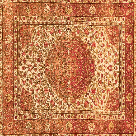 Ahgly Company Indoor Square Medallion Orange Traditional Area Rugs, 5' Square