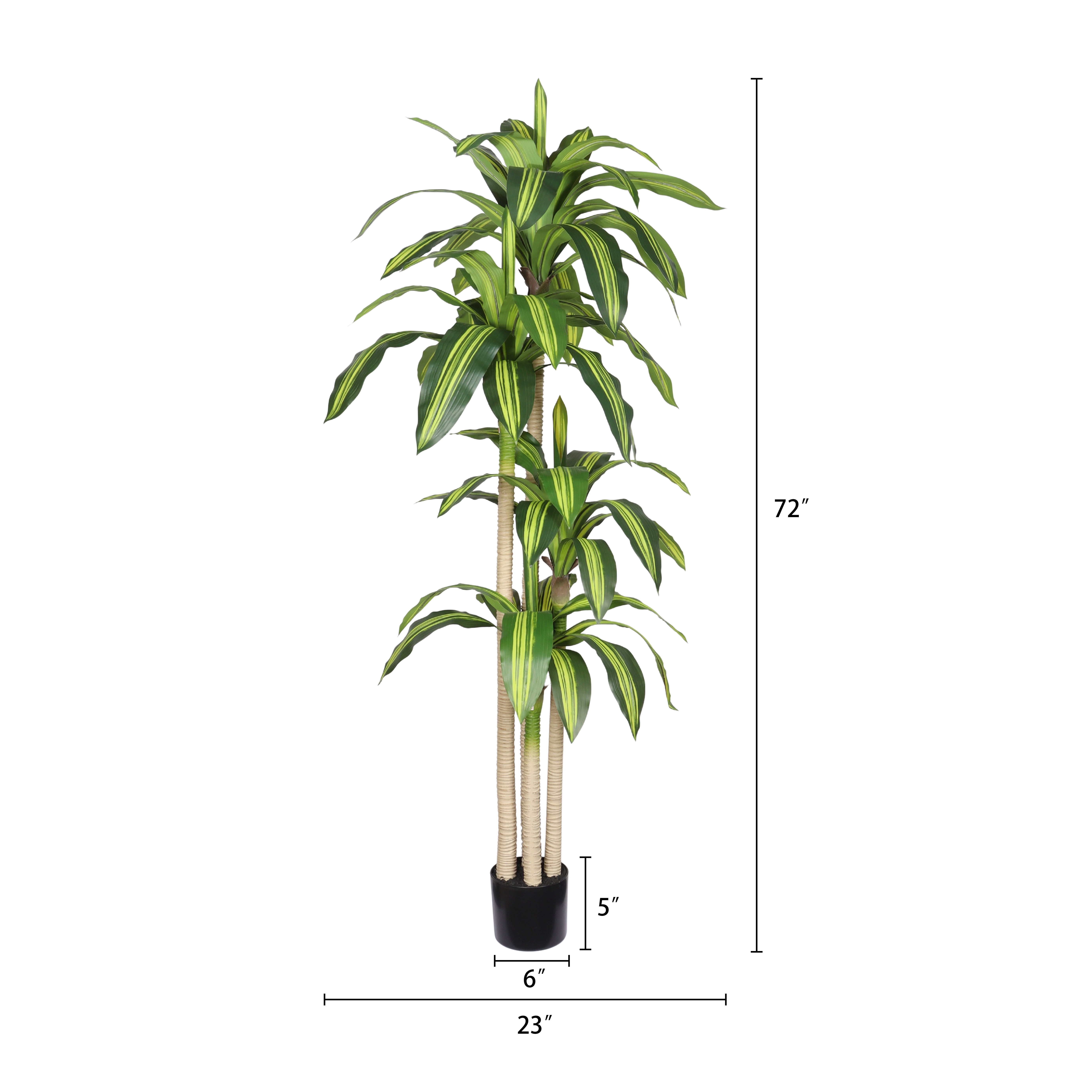 6ft Fake Dracaena Tree in Black Plastic Pot, Artificial Plants Indoor Outdoor Decor, Silk Plants for Home Decor Office Porch Patio