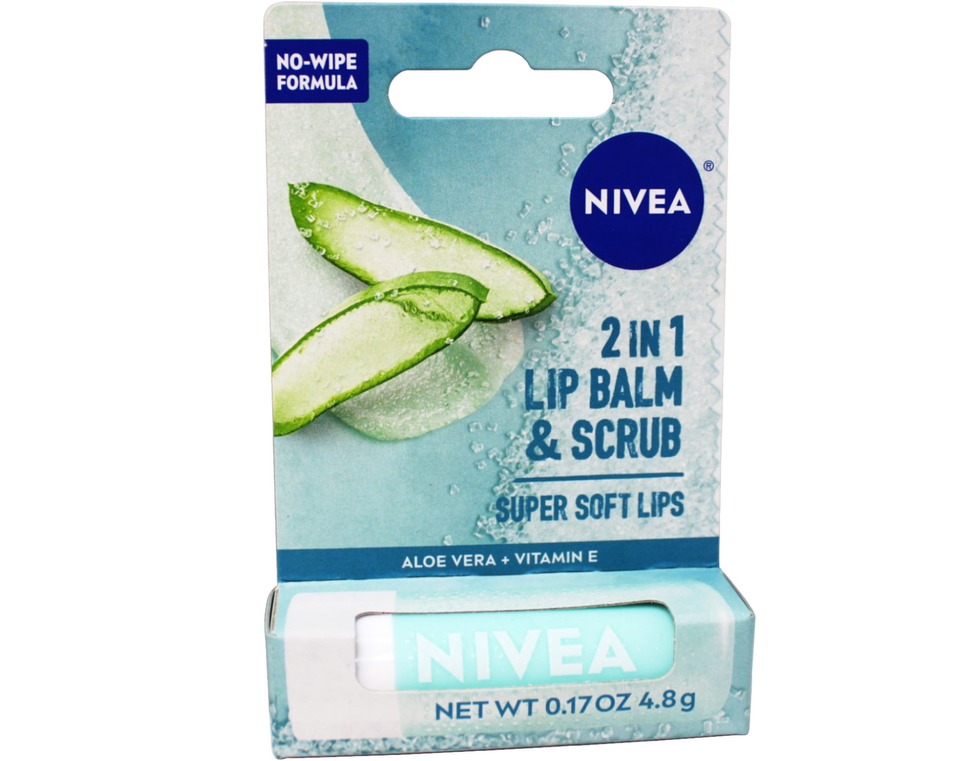 4 Pack - Nivea 2in1 Lip Balm & Scrub Super Soft Lips, Aloe Vera + Vitamin E, 0.17 oz (4.8 g)