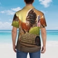 thumbnail image 4 of Balery Country Farm Morning Rooster Camisas hawaianas de manga corta para hombre, camisas playeras de corte holgado, camisas de vacaciones con botones,Small, 4 of 7