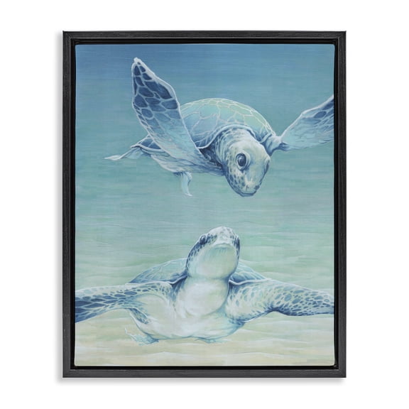 Stupell Industries Tropical Sea Turtles Gazing Black Floating Frame Canvas Art, 17 x 21, by Cloverfield & Co.