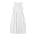 thumbnail image 4 of Guieoi Summer Dresses for Women under $10 Plus Size Flowy Solid-Color V-Neck Sleeveless Dress with Pockets White L, 4 of 6