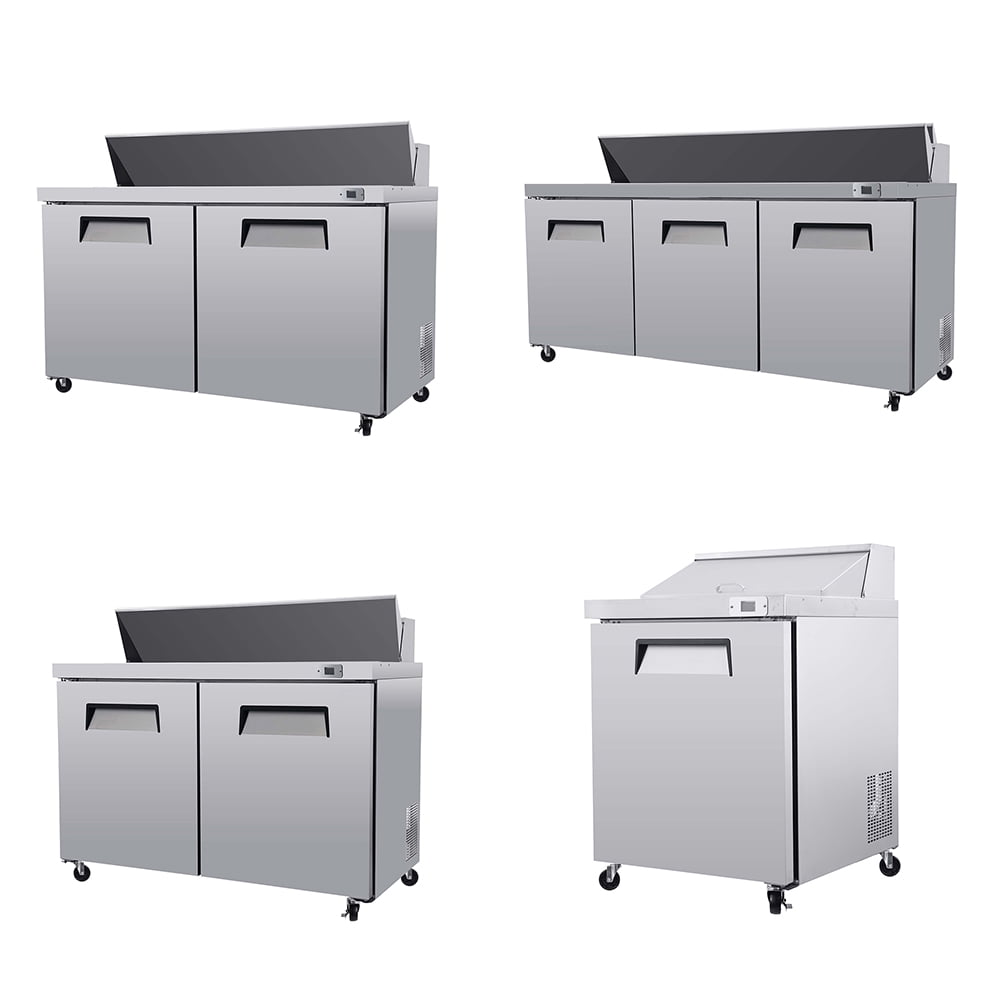 Yesurprise Commercial Refrigerator, Sandwich Prep Table with Adjustable Shelf Brackets, Automatic Defrosting Function, Food Pans, Detachable Cutting Board Salad Refrigerator