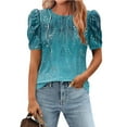 thumbnail image 2 of Tnhcen T-Shirt d'Été Ample pour Femmes à Col Rond Imprimé avec Manches Bouffantes Correctrices / Chemise Décontractée Extensible / Design Léger et Respirant / P-2TG, 2 of 7