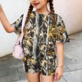 thumbnail image 5 of Grblisyd Cute Outfits for Girls 10-12 Camo Crew Neck Short Sleeve Maple Leaf Print Tops and Elastic Waist Shorts, 5 of 6