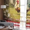 thumbnail image 4 of Farmhouse Rooster Semi Sheer Curtains 63 Inch Length 2 Panels Set, Vintage Rustic Plants Oil Painting Sheer Kitchen Curtain Privacy Voile Window Curtain for Living Room Bedroom Rod Pocket Drapes, 4 of 7