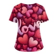 thumbnail image 3 of Womens Valentine Day Scrub Tops Love Heart Print Short Sleeve Cute Nursing Workwear Medical V Neck Quick Dry Scrub Tops with Pockets, 3 of 4