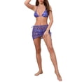 thumbnail image 2 of Conjuntos de bikini de halter de color bloque con ondas de agua para mujer, 3 piezas, parte inferior triangular, cubierta de malla, trajes de baño, talla X-Large, púrpura oscuro, 2 of 5