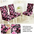 thumbnail image 4 of Valentine''s Day Dining Room Chair Covers Set of 4,Pink Heart Stretch Parsons Chair Covers,Love Valentine Decorations Kitchen Chair Seat Cover Protector(Black&Pink,4 Pack), 4 of 6