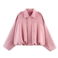 thumbnail image 1 of Women's Casual Batwing Sleeve Zipper Loose Textured Coat, Long Sleeve Hoodless Jacket for Spring, Polyester Solid Color Outerwear for Daily and Party Occasions, Soft and Stylish Top, 1 of 7