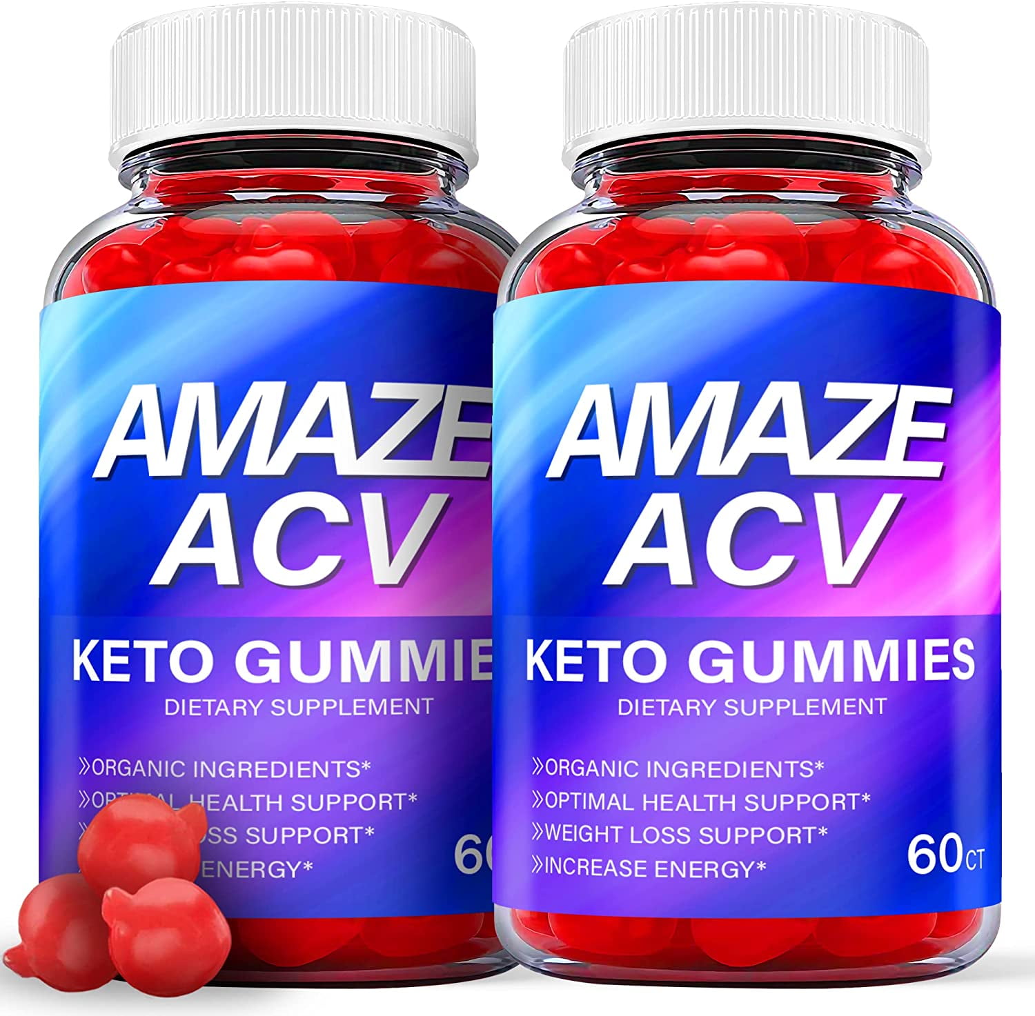 (2 Pack) Amaze Keto ACV Gummies Supplement for Weight Loss Energy