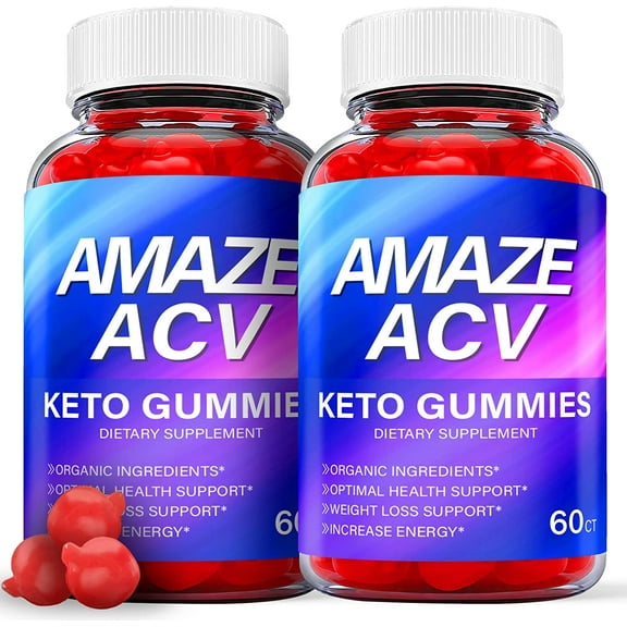 (2 Pack) Amaze Keto ACV Gummies - Supplement for Weight Loss - Energy & Focus Boosting Dietary Supplements for Weight Management & Metabolism - Fat Burn - 120 Gummies