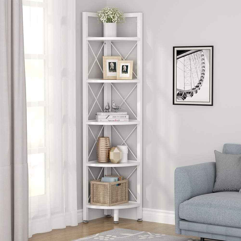 Bookcase 5 Shelf Display Stand Rack Shelves Metal Folding Living Room Furniture 