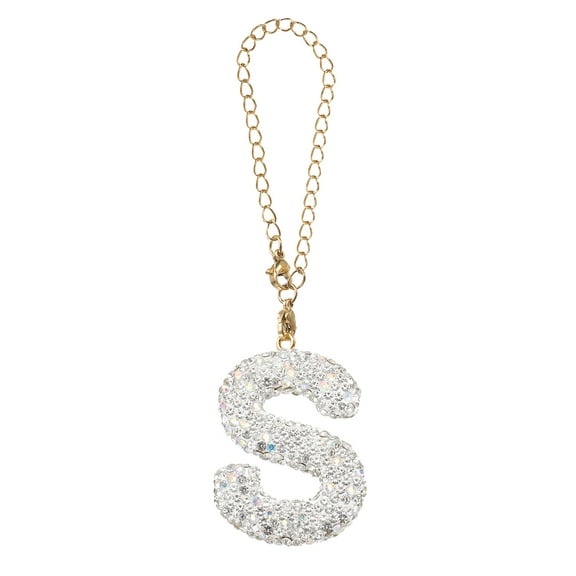 Uxcell Letter Bag Charm Bling Glitter Letter Charm Initial White S Shape
