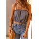 thumbnail image 2 of ABPHQTO Camiseta corta sin mangas gris con tirantes finos y dobladillo ajustado con volantes para mujer, 2 of 5