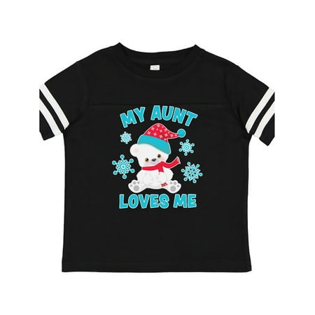 

Inktastic Polar Bear My Aunt Loves Me in Santa Hat with Snowflakes Gift Toddler Boy or Toddler Girl T-Shirt