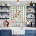thumbnail image 2 of Easter Kitchen Curtains Window Panels, Spring Bunny Colorful Eggs Floral Leaves Grey Plaid Insulated Window Treatment Curtain, Grommet Curtains for Bedroom/Living Room/Bathroom, 2 Piece 42"Wx63"L, 2 of 8