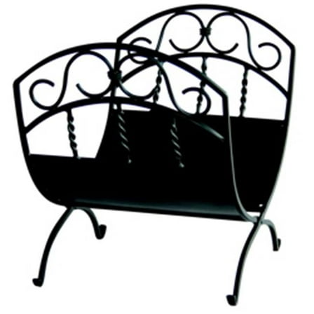 Black Wrought Iron Log Rack With Scrolls