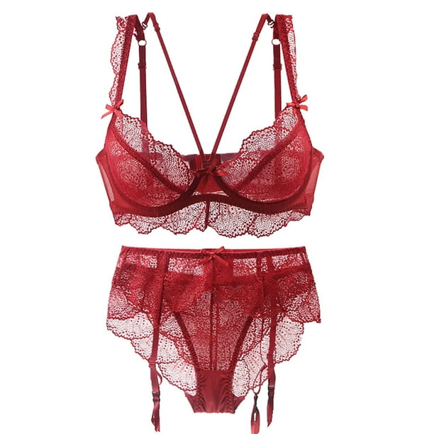 RKSTN Womens Lingeries Lingerie Set Sexy Lace Sling Bra And