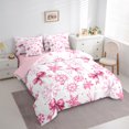 thumbnail image 4 of Homewish Cartoon Bowtie Bowknot 7-Piece Twin Bedding Sets,Cute Christmas Snowflake Bedding Comforter Set,Pink White Sheet Sets For Girl Teens,Luxury Bedroom Decor Reversible, 4 of 9