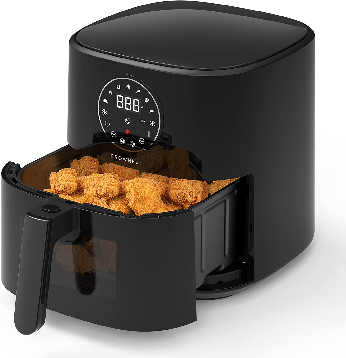CROWNFUL 5 Quart Air Fryer with Viewing Window, Oilless Cooker, LCD