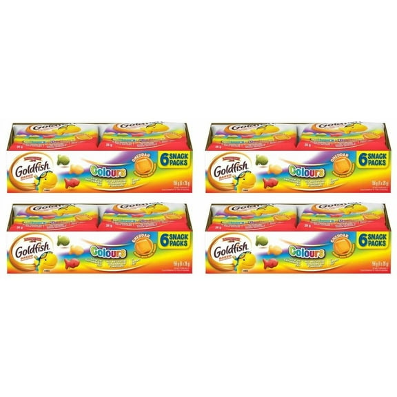 Goldfish Colors Cheddar Crackers Snack Packs, 6 x 26g, 156g (4 Pack)