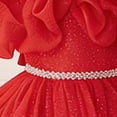 thumbnail image 4 of DAETIROS Girls Red Tulle Dress Christmas Birthday Party Ruffle Tutu Princess Gown with Beaded Waist Soft Flower Girl Formal for Wedding Holiday Sizes 4-12,Size 10-11T, 4 of 7