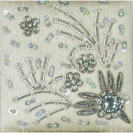 2 Hand Crafted Elegant Silver Bead Encrusted Silk Jewelry Padded Keepsake Boxes 4