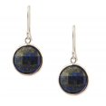 thumbnail image 1 of 16 mm Sterling Silver Earring Round Chess Cut Lapis Dangle, Blue, 1 of 1