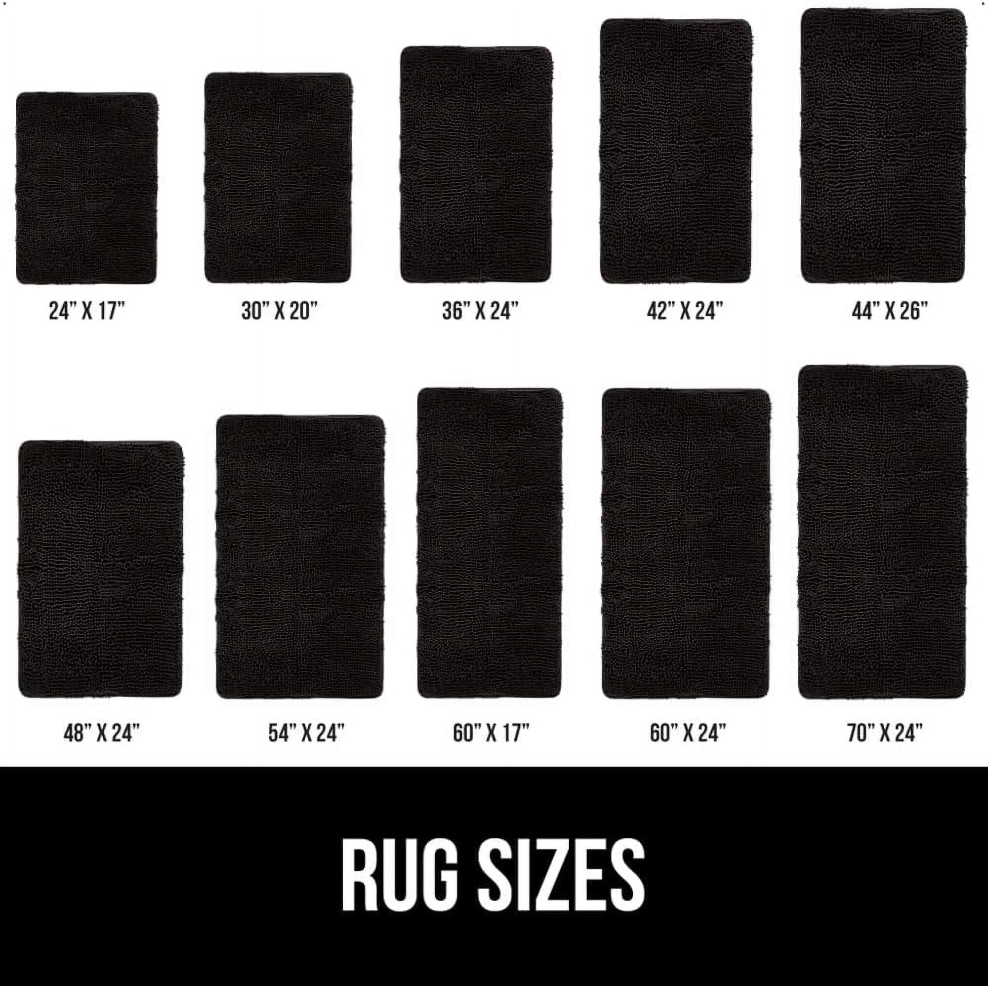 Bath Rug 30x20, Thick Soft Absorbent Chenille, Rubber Backing Quick Dry Microfiber Mats, Machine Washable Rugs for Shower Floor, Bathroom Runner Bathmat Accessories Decor, Black