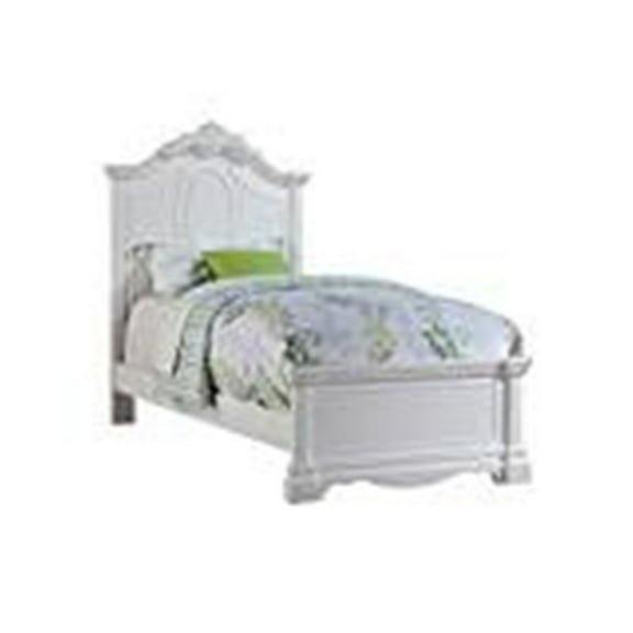 Acme Furniture Estrella Full Bed Collection Kids Princess Bedroom with Crown Carved Headboard, White