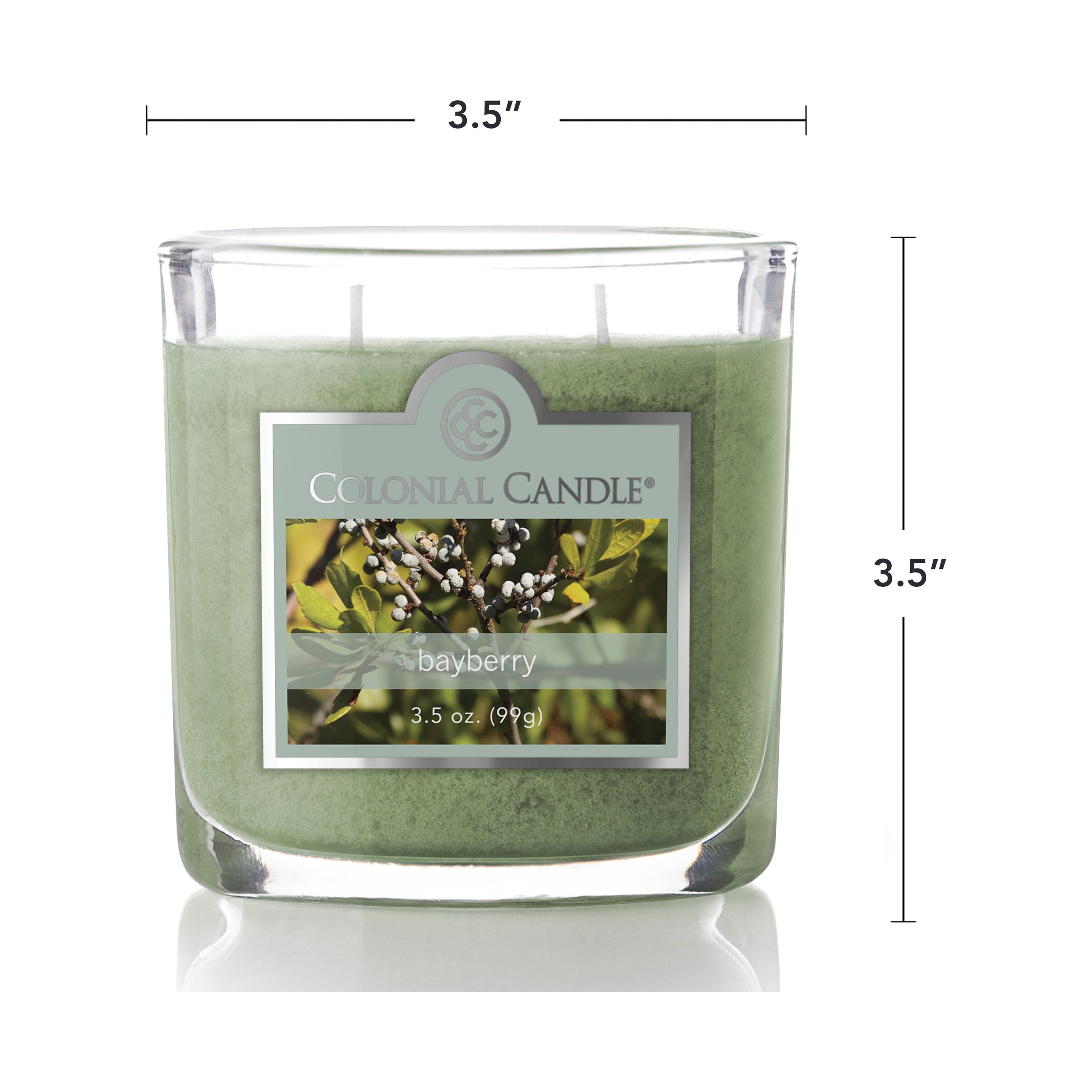 Colonial Candle Bayberry Scented Jar Candle - Classic Oval Jar - 2 Wick - 3.5 oz - 20h Burn