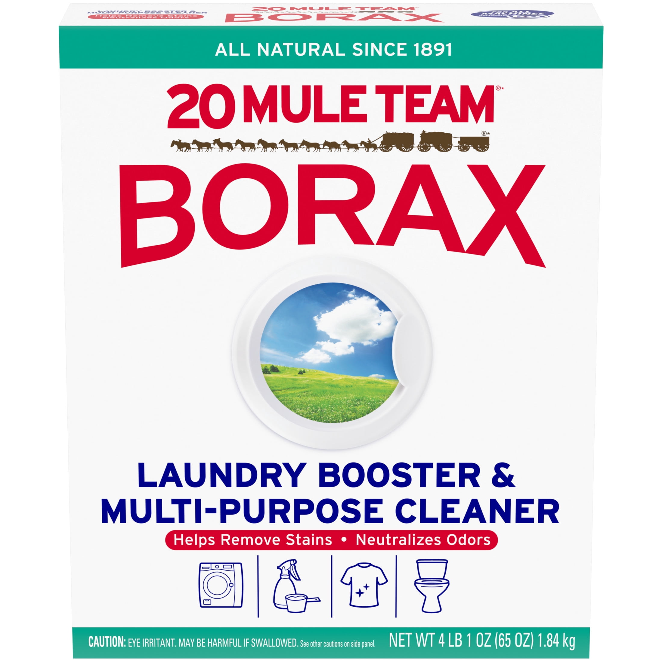(3 pack) 20 Mule Team All Natural Borax Laundry Detergent Booster & Multi-Purpose Household Cleaner, 65 Ounce