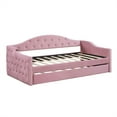 thumbnail image 2 of Upholstered Twin Daybed With Trundle, Velvet Twin Size Day Bed, Tufted Sofa Bed With USB, Type-C Charging Ports, Easy Assemble, No Box Spring Needed For Living Room, 2 of 9