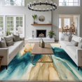 thumbnail image 3 of 5'x8' Area Rugs, Teal Brown Indoor Outdoor Area Rug for Living Room Bedroom, Modern Abstract Art Contemporary Washable Bathroom Rugs Kitchen Floor Carpet Mats Home Decor Aesthetic, 3 of 8