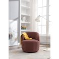 thumbnail image 6 of Modern Fabric Accent Armchair with 360 Degree Swivel Chassis, Fluffy Upholstered Fabric Chair for Living Room, Bedroom, Office, Waiting Rooms, Red, 6 of 9