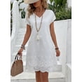 thumbnail image 1 of EMERY ROSE Ladies Embroidery V Neck Hollow Out Summer Dress, 1 of 3