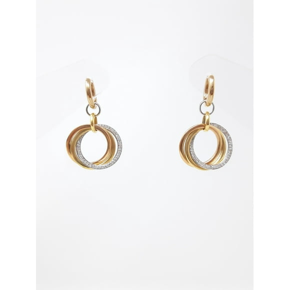 Tri Tone Diamond Earrings