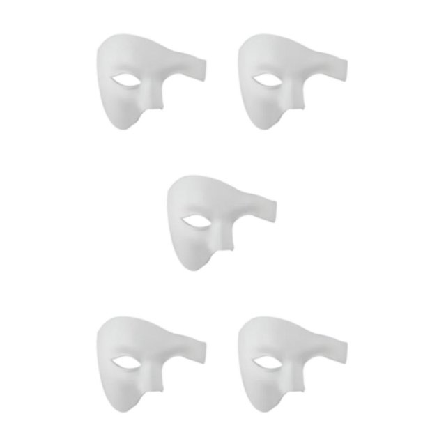 Wisewang Wide Application Half Face Mask For Various Occasions Half Face Masquerade Masks Made With Plastic white 5Set