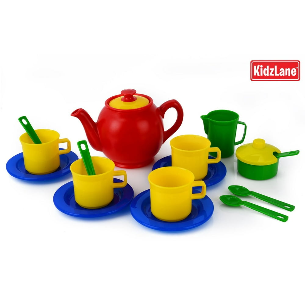 plastic tea set with tray