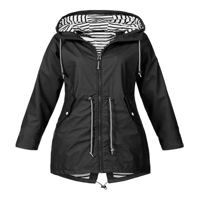 Julycc Manteau Coupe-Vent à Capuche à Manches Longues pour Femmes Grande Taille, Imperméable d'Extérieur